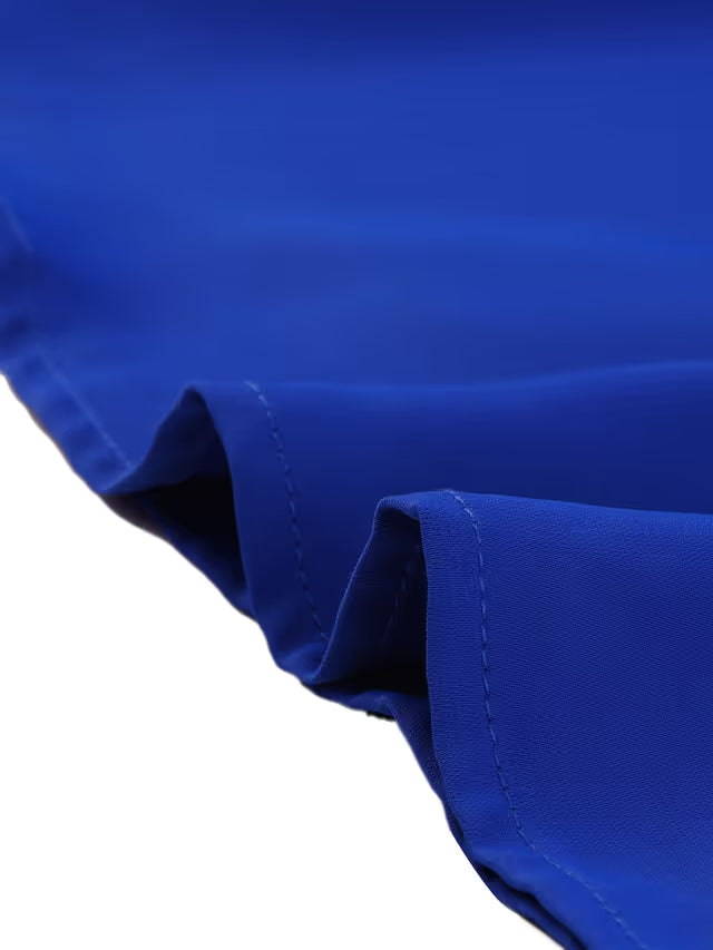 Women's Stand Collar Cap Sleeve Keyhole Back Work Blouse – Royal Blue S