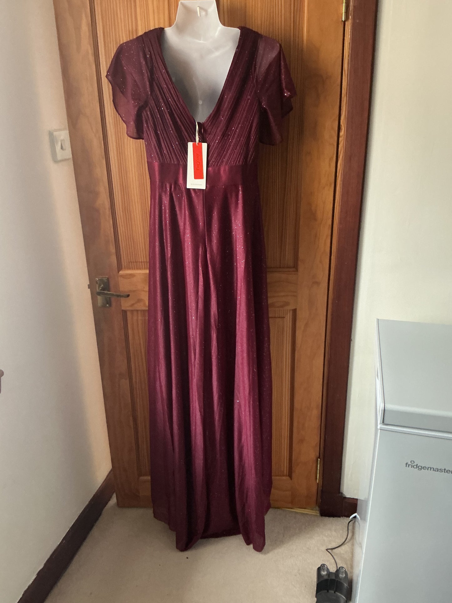 Ever-Pretty Women's Sequin Long Sleeve A-Line High-Low Maxi Dress – Burgundy UK 12