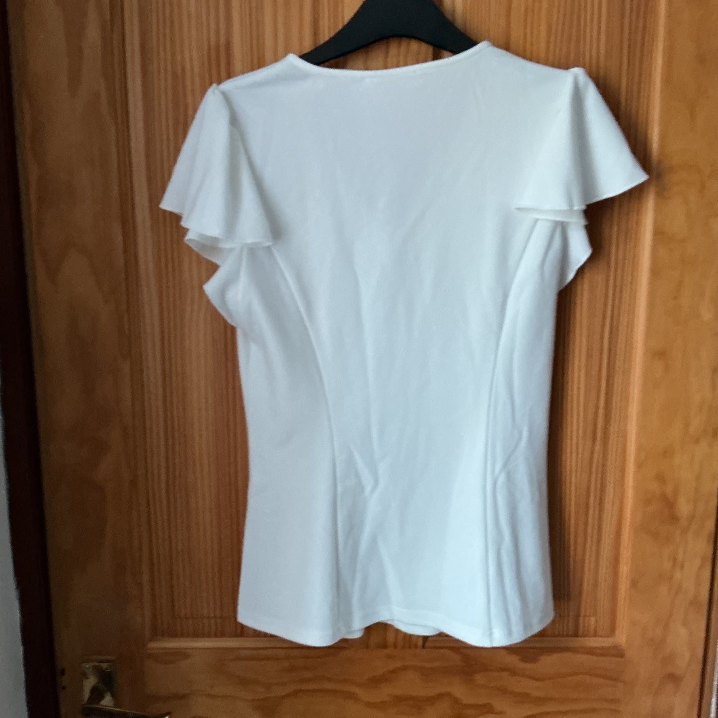 Women's V-Neck Ruffle Smocked Summer Top Short Sleeve – White S