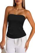 Women's Silk-blend Tube Top Ruched Strapless Bandeau – Black L