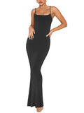 Bodycon Maxi Dress Women's Size Medium Black Sleeveless Square Neck Backless