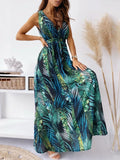 Floral Sleeveless Maxi Dress Women's Size 2XL Multicolor Drawstring Backless