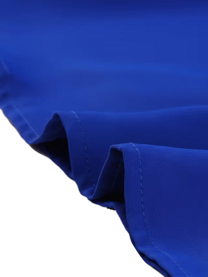 Women's Stand Collar Cap Sleeve Keyhole Back Work Blouse – Royal Blue S