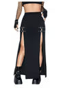 Women's Buckle Decor Split Thigh Maxi Skirt – Black Small