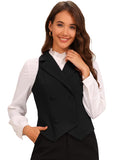Allegra K Notched Lapel Waistcoat Vest for Women's Double Breasted V Neck Sleeveless Workwear Suit Vests Black M