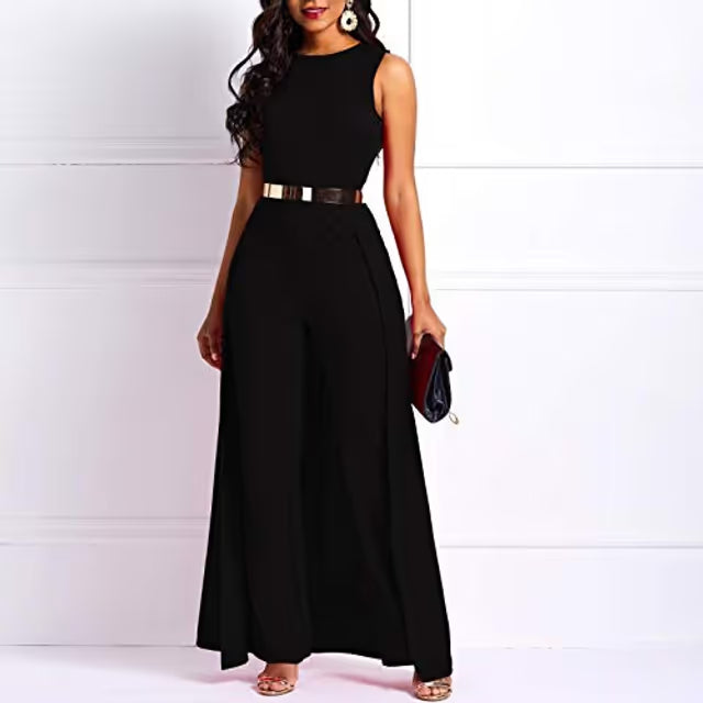 Women's Patchwork High-Waist Jumpsuit Embellished Romper – Black XL