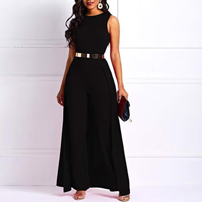 Women's Patchwork High-Waist Jumpsuit Embellished Romper – Black XL