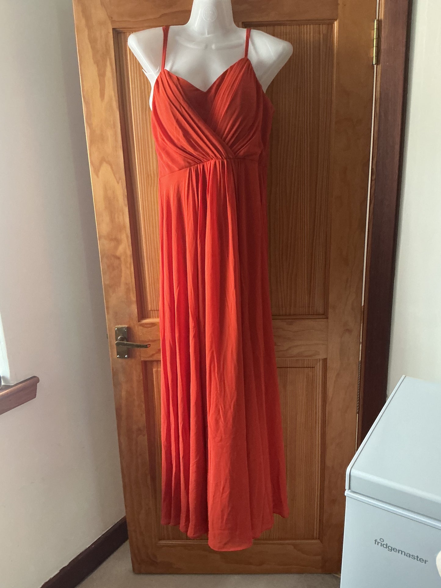 Ever-Pretty Bridesmaid Dress Chiffon Spaghetti Strap Deep V Backless – Burnt Orange UK 12