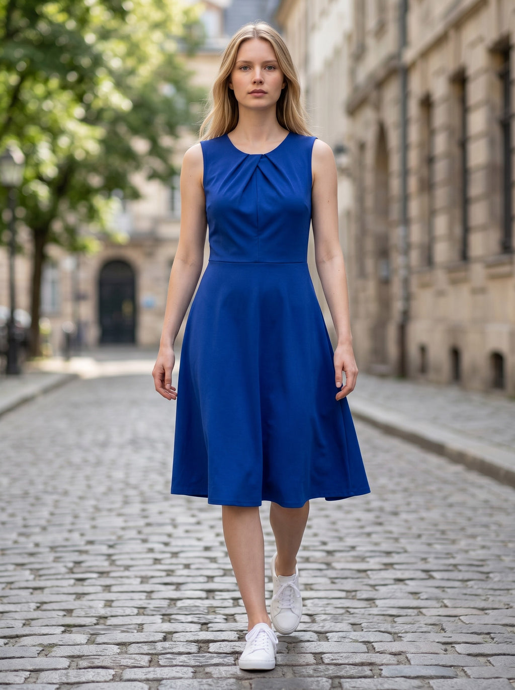 Women's 50s Swing A-line Rockabilly Dress Vintage Cocktail – Royal Blue L