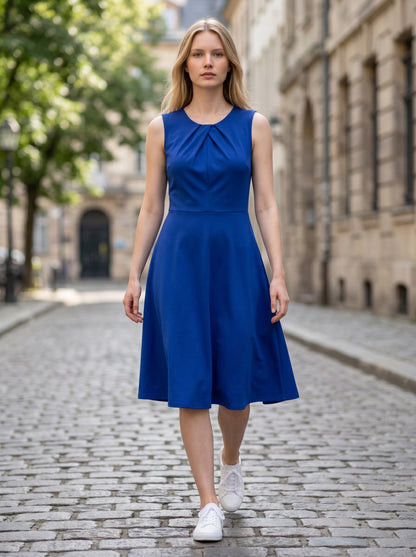 Women's 50s Swing A-line Rockabilly Dress Vintage Cocktail – Royal Blue L