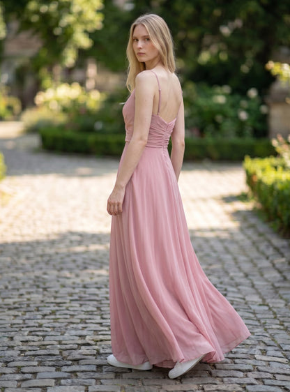 Ever-Pretty Bridesmaid Dress Classic V-Neck Empire Waist Chiffon A-line – Pink