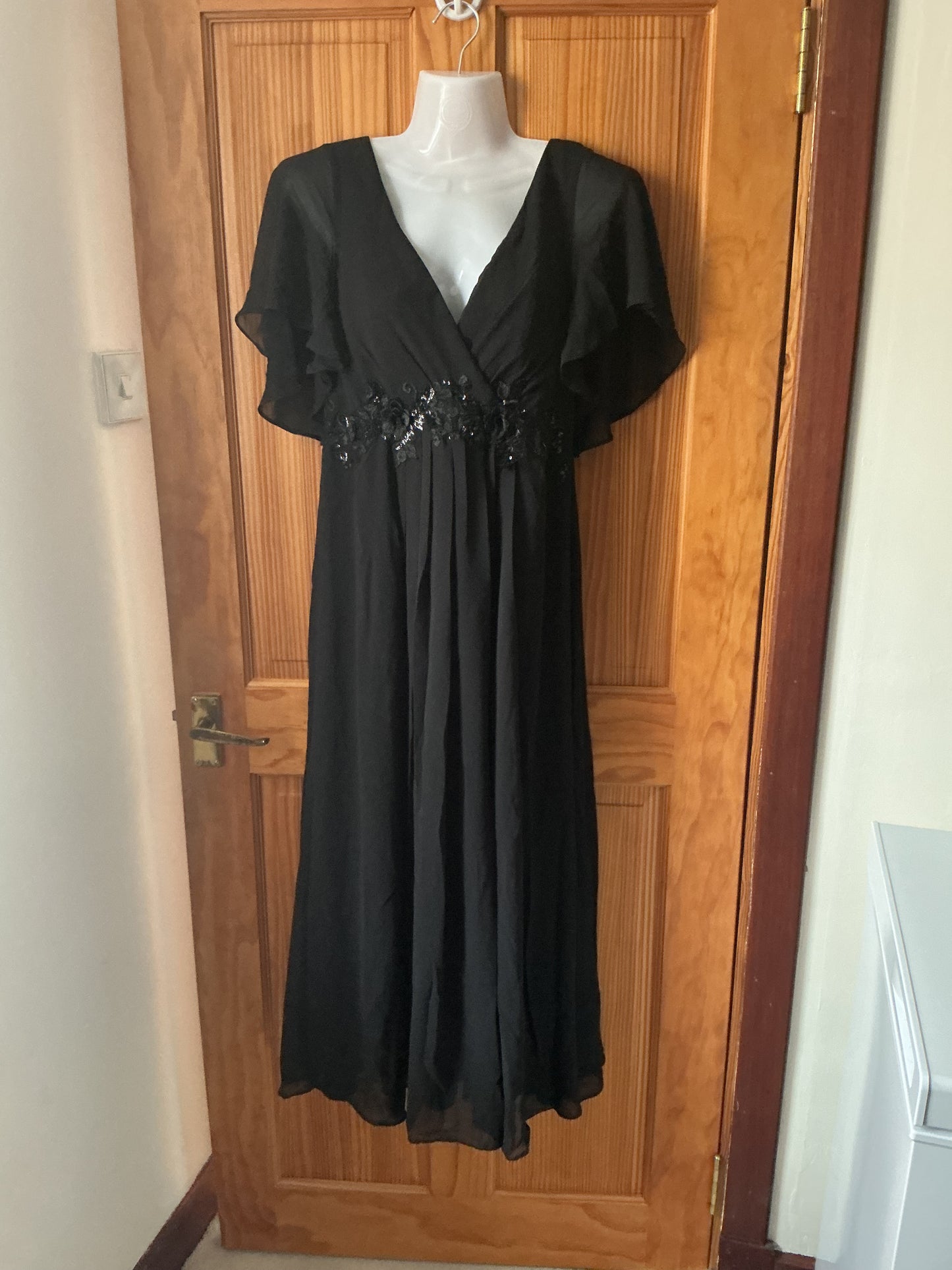 Ever-Pretty V-Neck Pleated A-Line Petite Dress for Wedding Guest – Burnt Black 10UK
