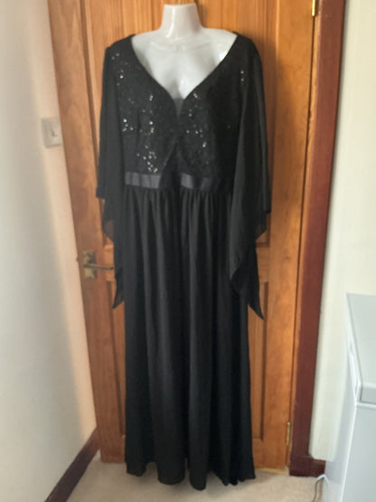 MIUSOL Women's Lace Sequin Flare Sleeve Evening Dress – Black XX-Large