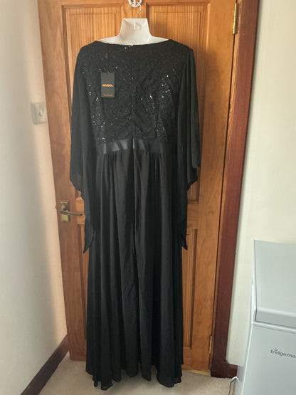 MIUSOL Women's Lace Sequin Flare Sleeve Evening Dress – Black XX-Large