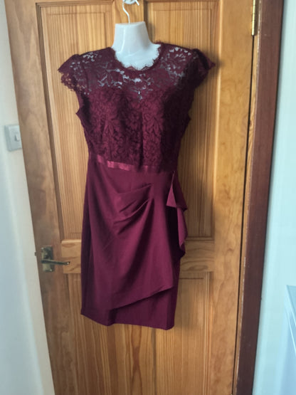 MIUSOL Women's Vintage Lace Bodycon Dress – Burgundy Medium