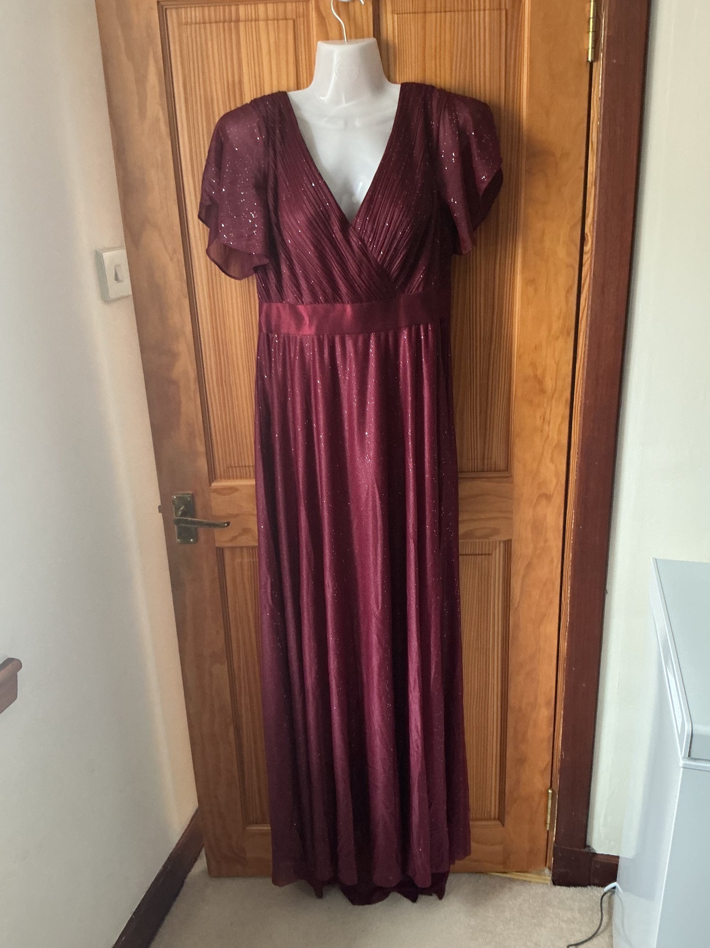 Ever-Pretty Women's Sequin Long Sleeve A-Line High-Low Maxi Dress – Burgundy UK 12