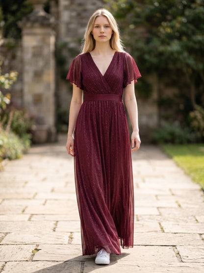 Ever-Pretty Women's Sequin Long Sleeve A-Line High-Low Maxi Dress – Burgundy UK 12