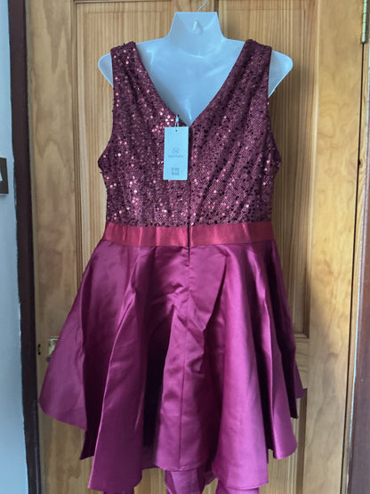 Girls Sequin A-line Prom Dress Short Teen – Burgundy XL
