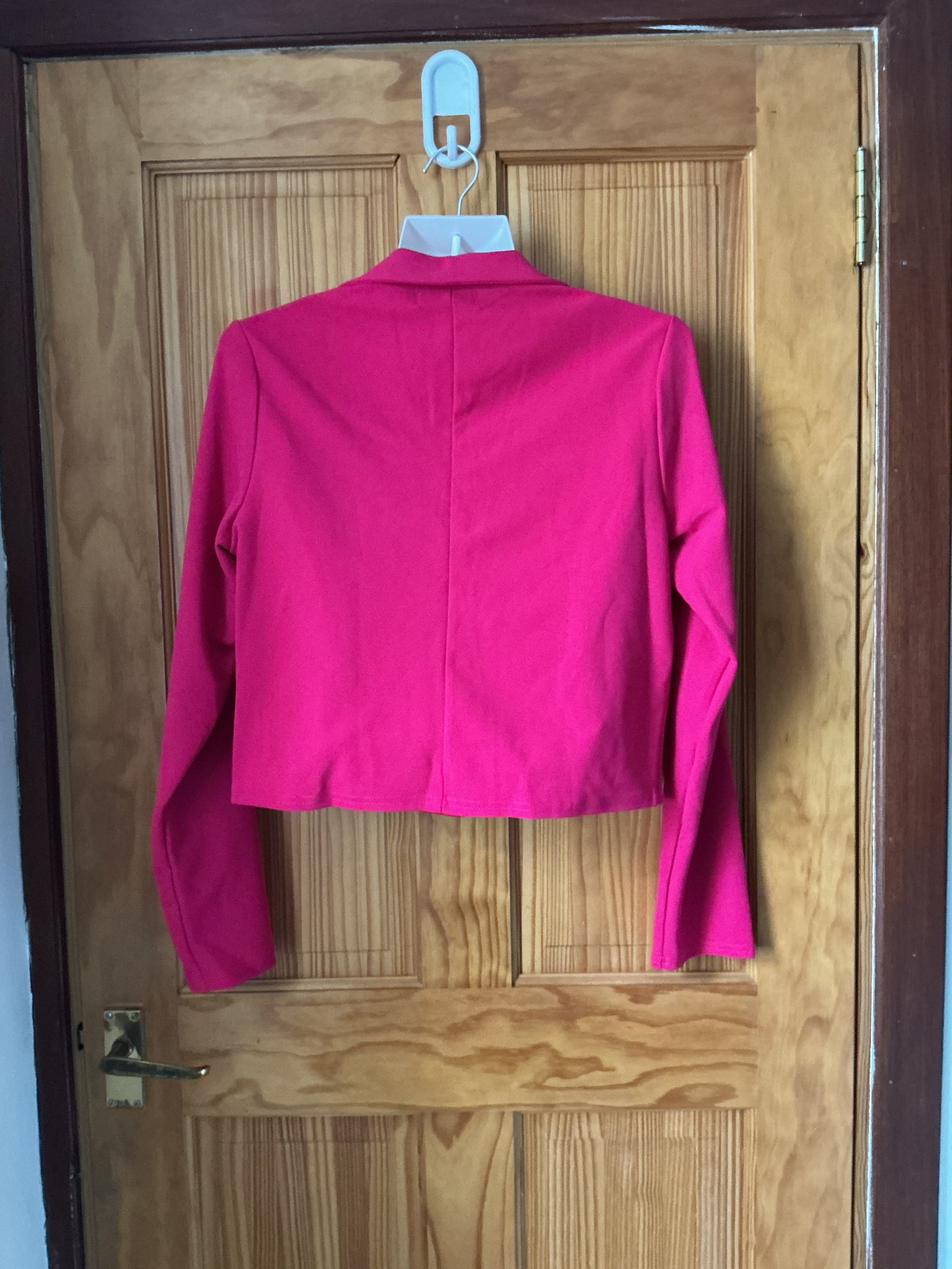 Women's Cropped Blazer One-Button Suit Jacket Elegant Business – Hot Pink M