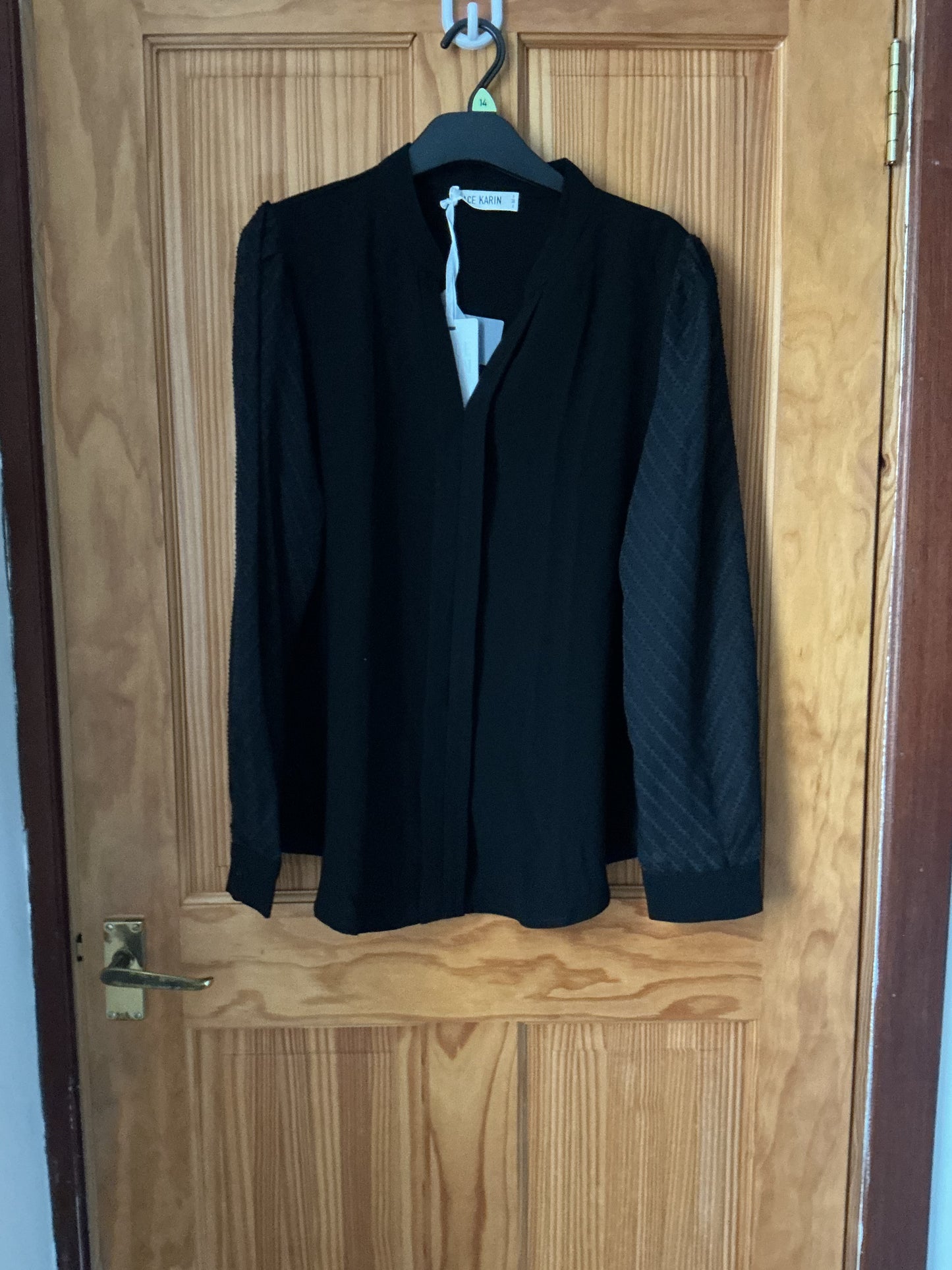 Women's Long Sleeve V-Neck Blouse Autumn Winter Elegant – Black M