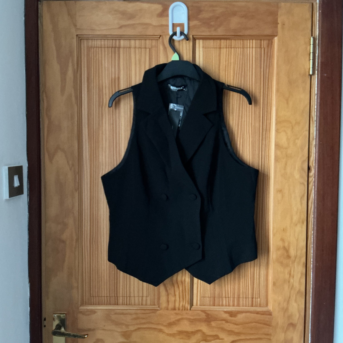 Allegra K Notched Lapel Waistcoat Vest for Women's Double Breasted V Neck Sleeveless Workwear Suit Vests Black M