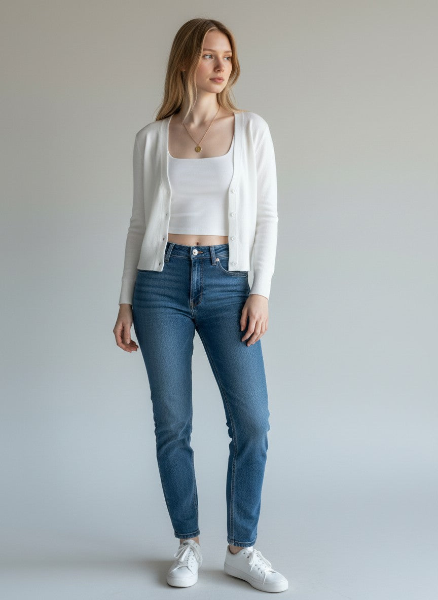 Women’s Lightweight Short Cardigan Knitwear Casual Open Front – Beige XL