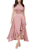 Women’s Floral Lace Ruffle Maxi Dress Evening Wedding Guest – Pink XL