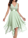 Ever-Pretty A-Line Lace Chiffon Bridesmaid Dress Womens Size 22 Green Sleeveless