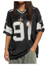 Women's Star Number Graphic Jersey T-Shirt – Black Medium