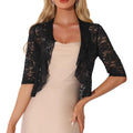 Allegra K Lace Shrug for Women's Evening Wedding Half Sleeve Ruffle Hem Elegant Shrug Black S