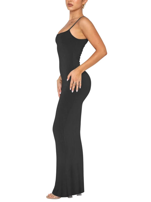 Bodycon Maxi Dress Women's Size Medium Black Sleeveless Square Neck Backless