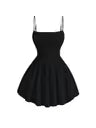 GORGLITTER Women's A Line Flowy Ruffle Mini Cocktail Dress Ruched Sleeveless Corset Dresses Black Large