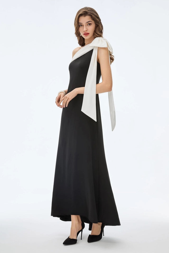 Babeyond One Shoulder Formal Evening Dress Women's Size 6 Black Sleeveless