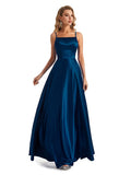 Satin Spaghetti Strap Prom Dress Size 6 – Navy Blue