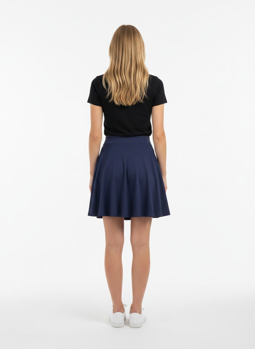 Women's Flared Mini Skirt Elasticated Waist Casual – Blue