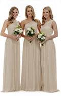 Lecureler Prom Bridesmaid Dresses Women's Size 10 Champagne One Shoulder Pleated