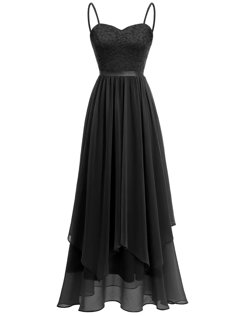 HomRain V Neck Bridesmaid Dress Women's Size XL Black Lace Spaghetti Strap
