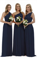 One-Shoulder Prom Bridesmaid Dress Long Evening – Navy UK 6