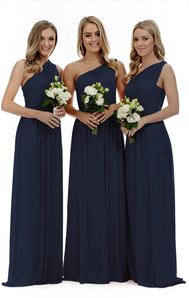 One-Shoulder Prom Bridesmaid Dress Long Evening – Navy UK 6