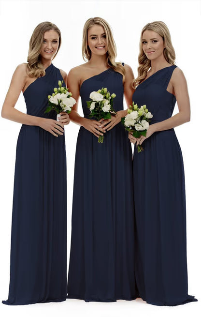 One-Shoulder Prom Bridesmaid Dress Long Evening – Navy UK 6