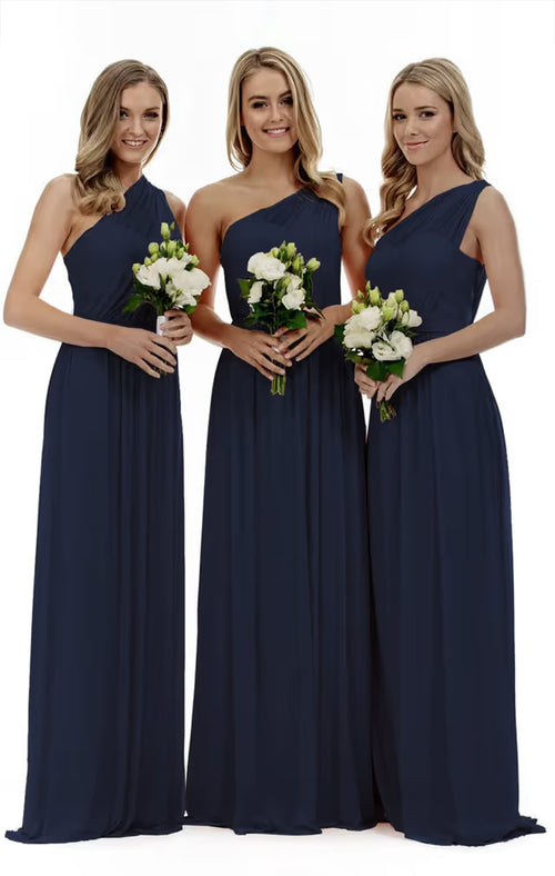 One-Shoulder Prom Bridesmaid Dress Long Evening – Navy UK 6