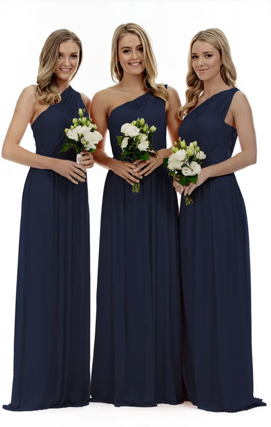 One-Shoulder Prom Bridesmaid Dress Long Evening – Navy UK 6