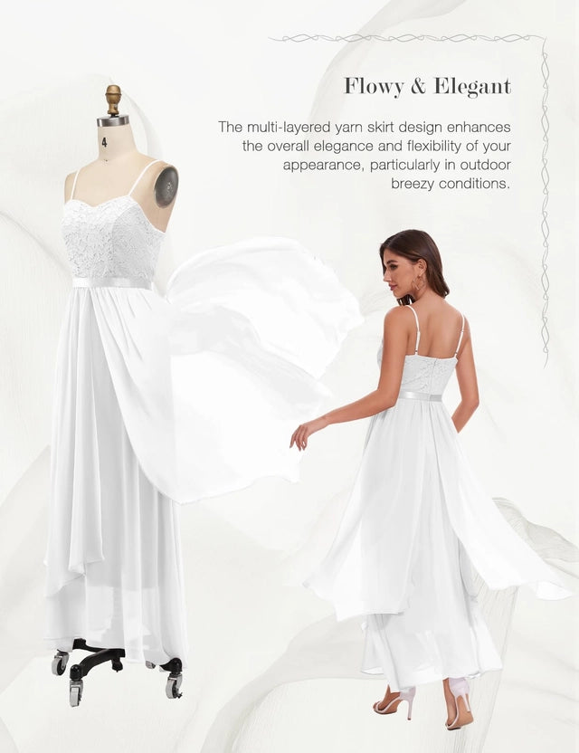 Maxi High-Low Dress Women's Medium White Floral Sweetheart Neck Spaghetti Strap