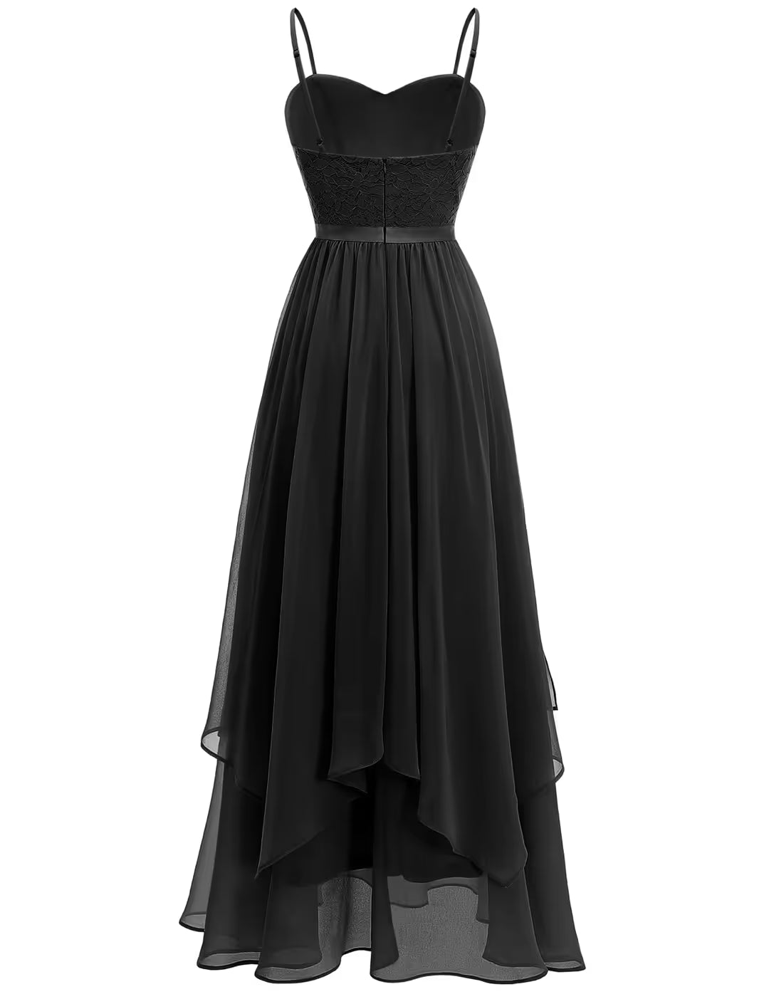 HomRain V Neck Bridesmaid Dress Women's Size XL Black Lace Spaghetti Strap