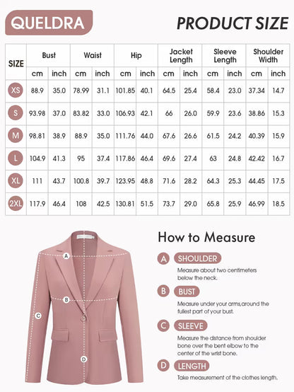 Women’s Blazer Suit Jacket One-Button Notch Lapel Long Sleeve – Nude Pink