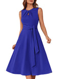 Women's 50s Swing A-line Rockabilly Dress Vintage Cocktail – Royal Blue L