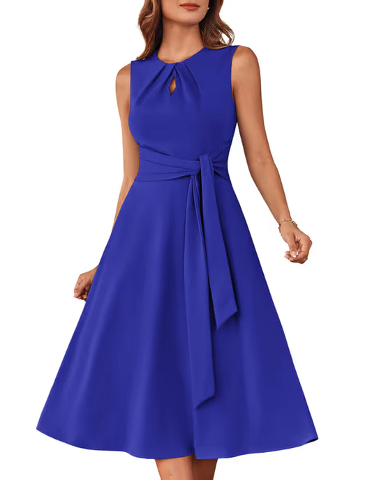 Women's 50s Swing A-line Rockabilly Dress Vintage Cocktail – Royal Blue L