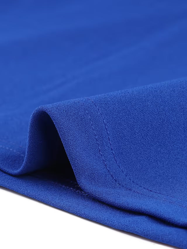Allegra K Sheath Dress for Women's Saint Business Casual Round Neck Short Sleeve Knit Bodycon Dresses Royal Blue L