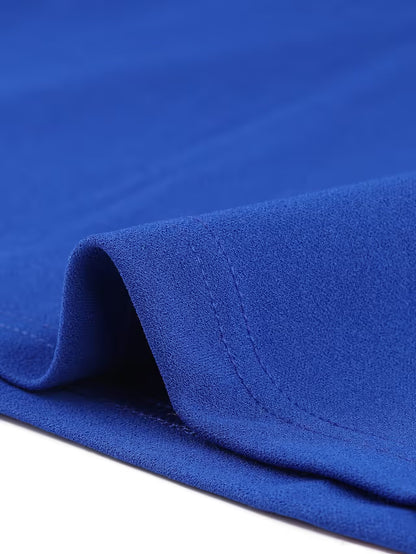 Allegra K Sheath Dress for Women's Saint Business Casual Round Neck Short Sleeve Knit Bodycon Dresses Royal Blue L
