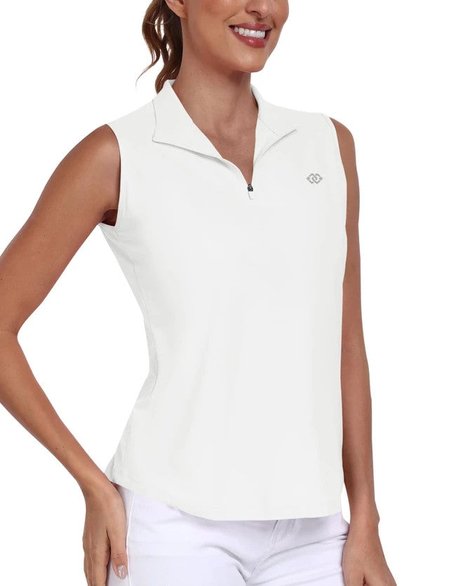 MoFiz Polo Tank Top Women's Size 3XL White Quick Dry Zip Up Lightweight